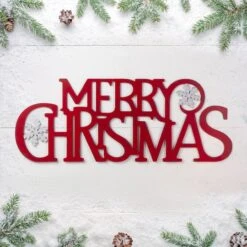 Glitzhome® 24" Red Merry Christmas Metal Wall Décor -Michaels X-Mas Decor D479420S 4