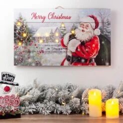 Glitzhome® 24" LED Wooden Santa Wall Décor -Michaels X-Mas Decor D479422S 2