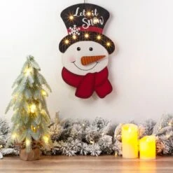 Glitzhome® 19" Lighted Snowman Wall Décor -Michaels X-Mas Decor D479425S 2