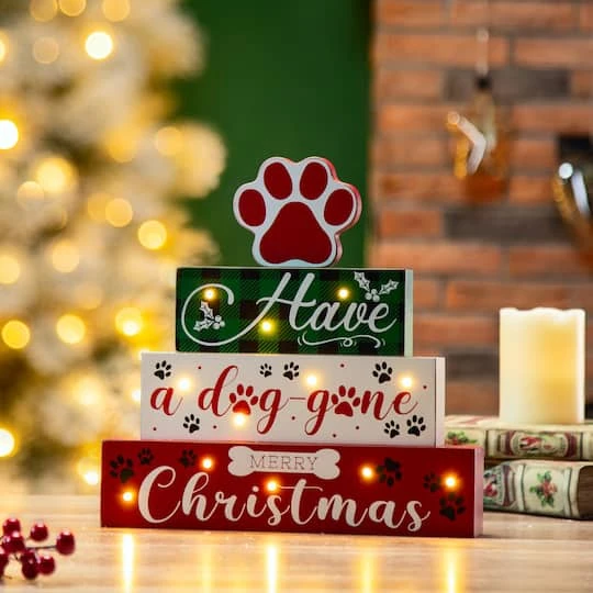 Glitzhome® 12" LED Lighted Pet Block Word Sign 5 Glitzhome® 12" LED Lighted Pet Block Word Sign - Image 3