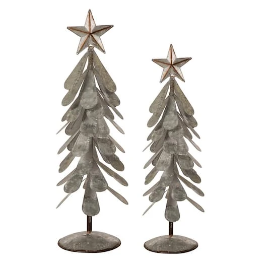 Glitzhome® Galvanized Metal Christmas Tree Table Décor Set 3 Glitzhome® Galvanized Metal Christmas Tree Table Décor Set