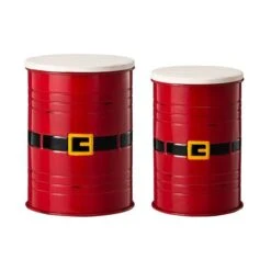 Glitzhome® Christmas Metal Santa Belt Storage Container Set 12 Glitzhome® Christmas Metal Santa Belt Storage Container Set -Michaels X-Mas Decor D479442S 1 1