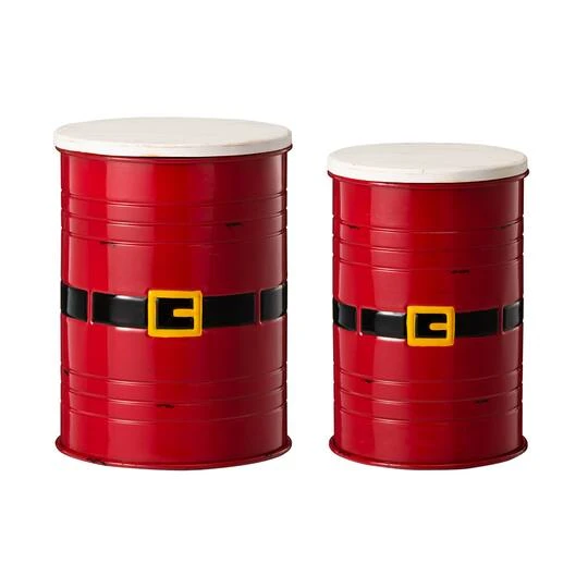 Glitzhome® Christmas Metal Santa Belt Storage Container Set 4 Glitzhome® Christmas Metal Santa Belt Storage Container Set - Image 2
