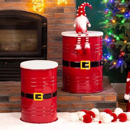Glitzhome® Christmas Metal Santa Belt Storage Container Set 5 Glitzhome® Christmas Metal Santa Belt Storage Container Set - Image 3