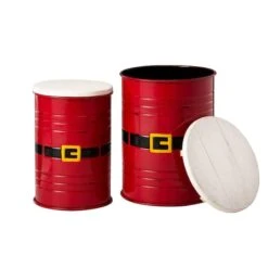 Glitzhome® Christmas Metal Santa Belt Storage Container Set 16 Glitzhome® Christmas Metal Santa Belt Storage Container Set -Michaels X-Mas Decor D479442S 5