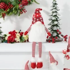 Glitzhome® 28" Fabric Christmas Gnome Shelf Sitter With Dangling Legs -Michaels X-Mas Decor D479445S 2