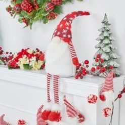 Glitzhome® 28" Fabric Christmas Gnome Shelf Sitter With Dangling Legs -Michaels X-Mas Decor D479445S 3
