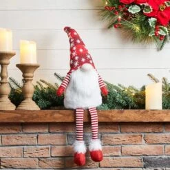 Glitzhome® 28" Fabric Christmas Gnome Shelf Sitter With Dangling Legs -Michaels X-Mas Decor D479445S 4