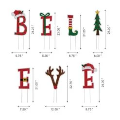 Glitzhome® 23" Metal Believe Yard Stake Set -Michaels X-Mas Decor D479449S 7