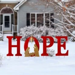 Glitzhome® 2.5ft. LED Metal Hope Yard Stake Set With Timer -Michaels X-Mas Decor D479450S 2