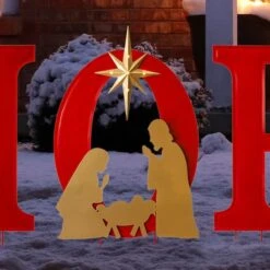 Glitzhome® 2.5ft. LED Metal Hope Yard Stake Set With Timer -Michaels X-Mas Decor D479450S 4