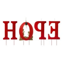 Glitzhome® 2.5ft. LED Metal Hope Yard Stake Set With Timer -Michaels X-Mas Decor D479450S 8