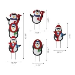 Glitzhome® 3.5ft. Metal Joy Penguin Yard Stake Set -Michaels X-Mas Decor D479454S 6