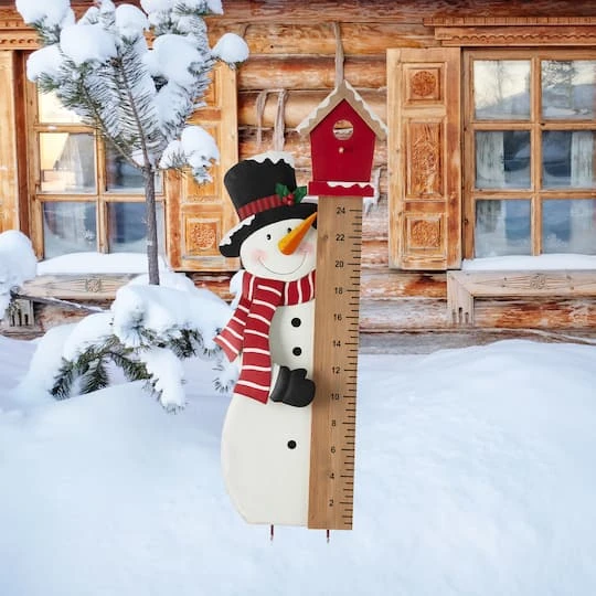 Glitzhome® 40" Snowman Snow Gauge Yard Stake 6 Glitzhome® 40" Snowman Snow Gauge Yard Stake - Image 4