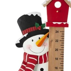 Glitzhome® 40" Snowman Snow Gauge Yard Stake 14 Glitzhome® 40" Snowman Snow Gauge Yard Stake -Michaels X-Mas Decor D479459S 4