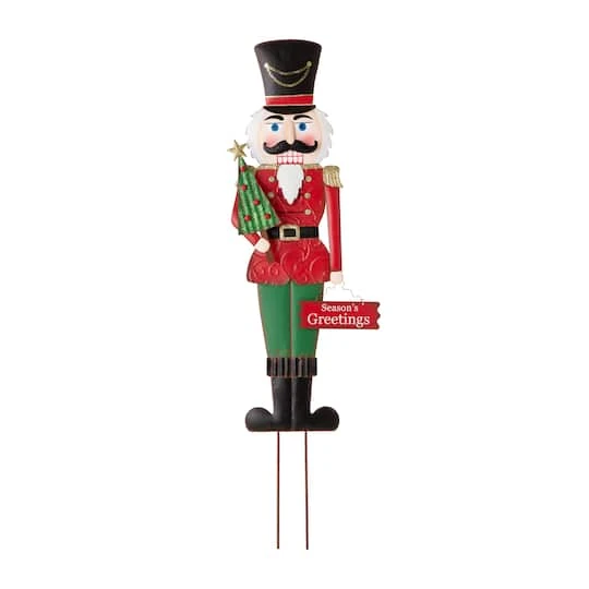 Glitzhome® 3ft. Metal Nutcracker Yard Stake 4 Glitzhome® 3ft. Metal Nutcracker Yard Stake - Image 2