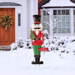 Glitzhome® 3ft. Metal Nutcracker Yard Stake 13 Glitzhome® 3ft. Metal Nutcracker Yard Stake -Michaels X-Mas Decor D479462S 2