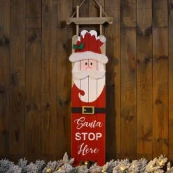 Glitzhome® 42" Wooden Sleigh Santa Porch Sign -Michaels X-Mas Decor D479469S 3