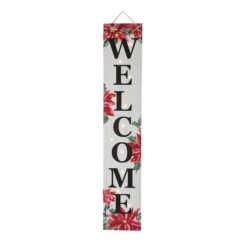 Glitzhome® 42" Lighted Wooden Poinsettia WELCOME Porch Sign