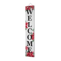 Glitzhome® 42" Lighted Wooden Poinsettia WELCOME Porch Sign -Michaels X-Mas Decor D479471S 4
