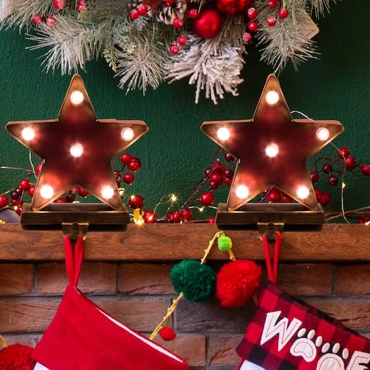 Glitzhome® 7" Marquee LED Star Stocking Holder Set 5 Glitzhome® 7" Marquee LED Star Stocking Holder Set - Image 3