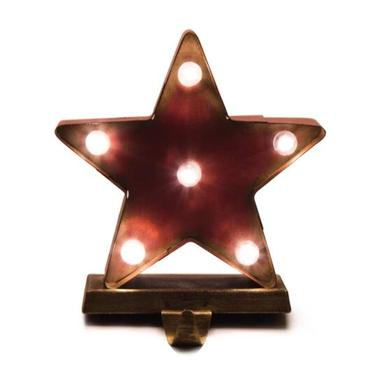 Glitzhome® 7" Marquee LED Star Stocking Holder Set 6 Glitzhome® 7" Marquee LED Star Stocking Holder Set - Image 4