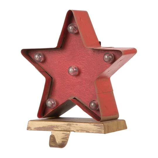 Glitzhome® 7" Marquee LED Star Stocking Holder Set 7 Glitzhome® 7" Marquee LED Star Stocking Holder Set - Image 5