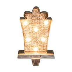 Glitzhome® 8" Marquee LED Gift Box Wooden & Metal Stocking Holder Set 15 Glitzhome® 8" Marquee LED Gift Box Wooden & Metal Stocking Holder Set -Michaels X-Mas Decor D479490S 4