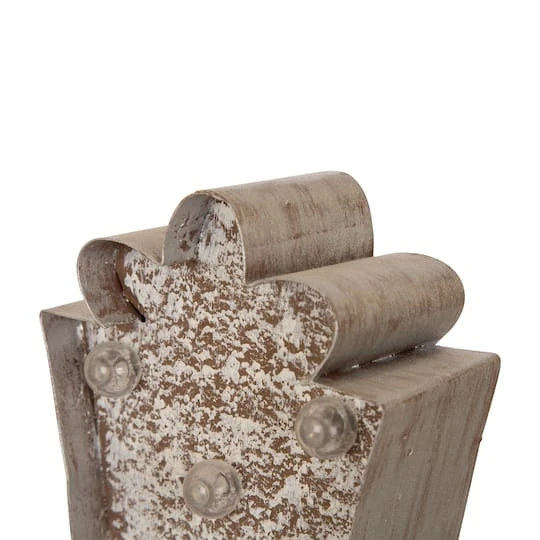 Glitzhome® 8" Marquee LED Gift Box Wooden & Metal Stocking Holder Set 9 Glitzhome® 8" Marquee LED Gift Box Wooden & Metal Stocking Holder Set - Image 7