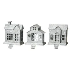 Glitzhome® 7" Galvanized House Stocking Holder Set -Michaels X-Mas Decor D479498S 5
