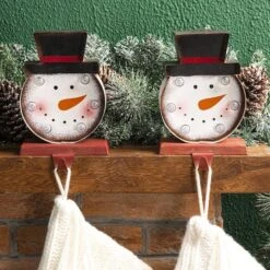Glitzhome® 7" Marquee LED Snowman Head Stocking Holder Set -Michaels X-Mas Decor D479503S 3
