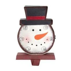 Glitzhome® 7" Marquee LED Snowman Head Stocking Holder Set -Michaels X-Mas Decor D479503S 4