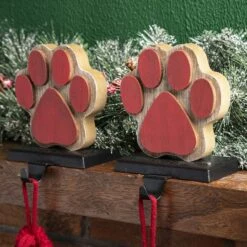 Glitzhome® Paw Print Christmas Stocking Holder Set -Michaels X-Mas Decor D479511S 3