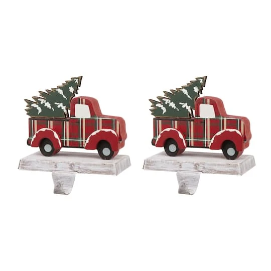 Glitzhome® Red Truck Stocking Holder Set 3 Glitzhome® Red Truck Stocking Holder Set