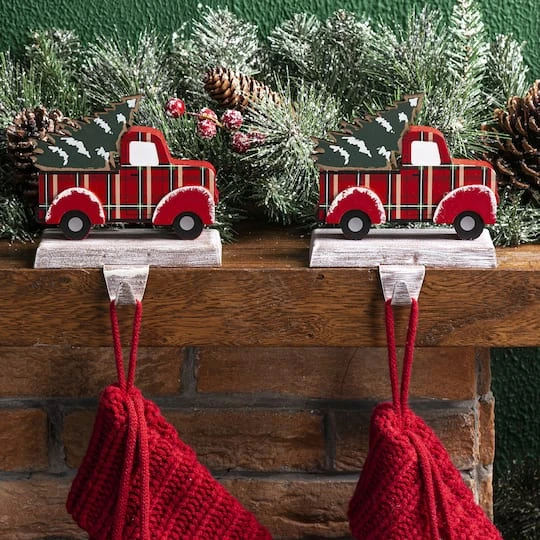 Glitzhome® Red Truck Stocking Holder Set 5 Glitzhome® Red Truck Stocking Holder Set - Image 3