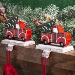 Glitzhome® Red Truck Stocking Holder Set 13 Glitzhome® Red Truck Stocking Holder Set -Michaels X-Mas Decor D479513S 3