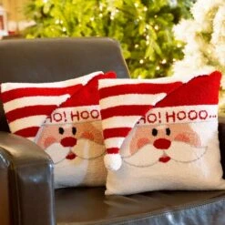 Glitzhome® Hooked 3D Santa Throw Pillow Set 14 Glitzhome® Hooked 3D Santa Throw Pillow Set -Michaels X-Mas Decor D479529S 3