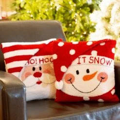 Glitzhome® Hooked 3D Santa & Snowman Throw Pillow Set 14 Glitzhome® Hooked 3D Santa & Snowman Throw Pillow Set -Michaels X-Mas Decor D479533S 3
