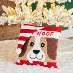 Glitzhome® Hooked 3D Woof Throw Pillow 13 Glitzhome® Hooked 3D Woof Throw Pillow -Michaels X-Mas Decor D479537S 2