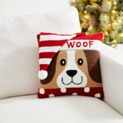 Glitzhome® Hooked 3D Woof Throw Pillow 14 Glitzhome® Hooked 3D Woof Throw Pillow -Michaels X-Mas Decor D479537S 3