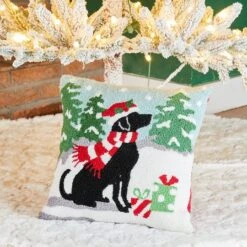 Glitzhome® Hooked Christmas Dog Throw Pillow -Michaels X-Mas Decor D479541S 2