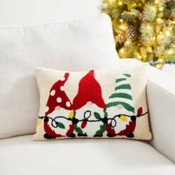 Glitzhome® Hooked Christmas Gnomes Throw Pillow -Michaels X-Mas Decor D479542S 3