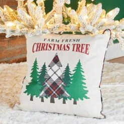 Glitzhome® Farm Fresh Heavy Cotton Christmas Tree Throw Pillow -Michaels X-Mas Decor D479543S 2