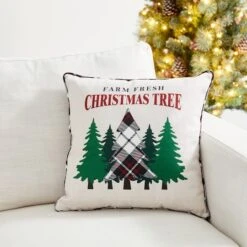 Glitzhome® Farm Fresh Heavy Cotton Christmas Tree Throw Pillow -Michaels X-Mas Decor D479543S 3
