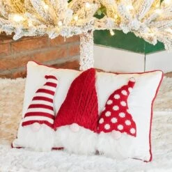 Glitzhome® 3D Heavy Cotton Knitted Gnome Throw Pillow -Michaels X-Mas Decor D479544S 2