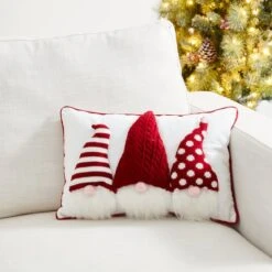 Glitzhome® 3D Heavy Cotton Knitted Gnome Throw Pillow -Michaels X-Mas Decor D479544S 3