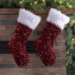 Glitzhome® 21" Red Sequin Stocking, Set Of 2 -Michaels X-Mas Decor D479582S 2