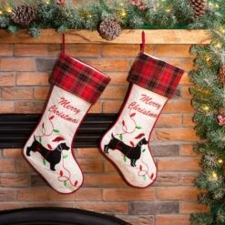 Glitzhome® 21" Merry Christmas Dachshund Stocking, Set Of 2 14 Glitzhome® 21" Merry Christmas Dachshund Stocking, Set Of 2 -Michaels X-Mas Decor D479584S 3