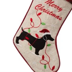 Glitzhome® 21" Merry Christmas Dachshund Stocking, Set Of 2 15 Glitzhome® 21" Merry Christmas Dachshund Stocking, Set Of 2 -Michaels X-Mas Decor D479584S 4