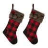 Glitzhome® 21" Black & Red Buffalo Plaid Pompom Stockings, 2ct. 2 Glitzhome® 21" Black & Red Buffalo Plaid Pompom Stockings, 2ct. -Michaels X-Mas Decor D479589S 1